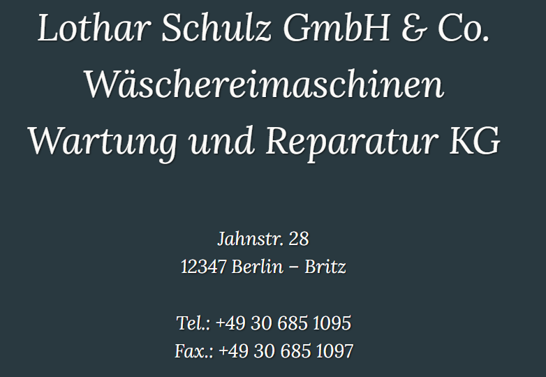 Lothar Schulz GmbH & Co. Wäschereimaschinen Wartung und Reparatur KG