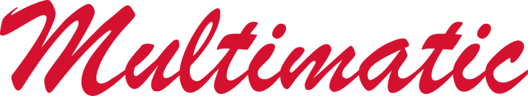 Multimatic Roter Schriftzug "Multimatic" auf hellem Hintergrund.