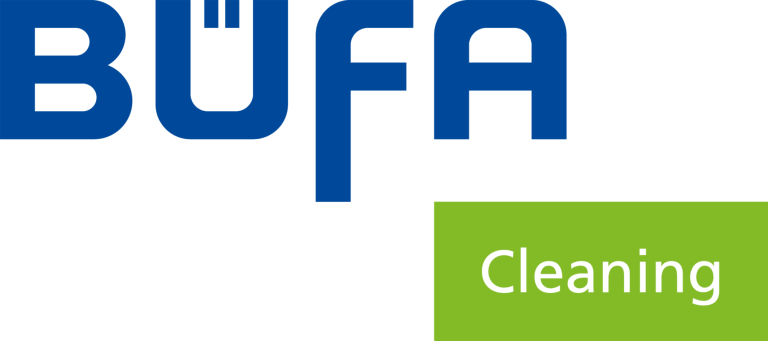 Büfa Logo von Büfa, das den Schriftzug "Büfa" in blauer Schrift und "Cleaning" in grünem Kasten zeigt.