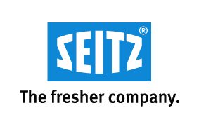 Seitz GmbH Logo von Seitz mit dem Slogan "The fresher company." in blau und weiß.